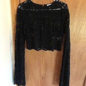 Tobi Lacey Long Sleeve Crop